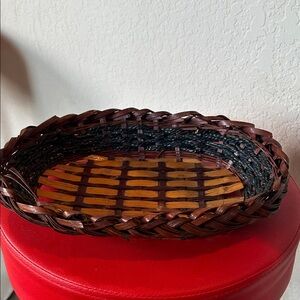 Brown and Blue Woven Basket